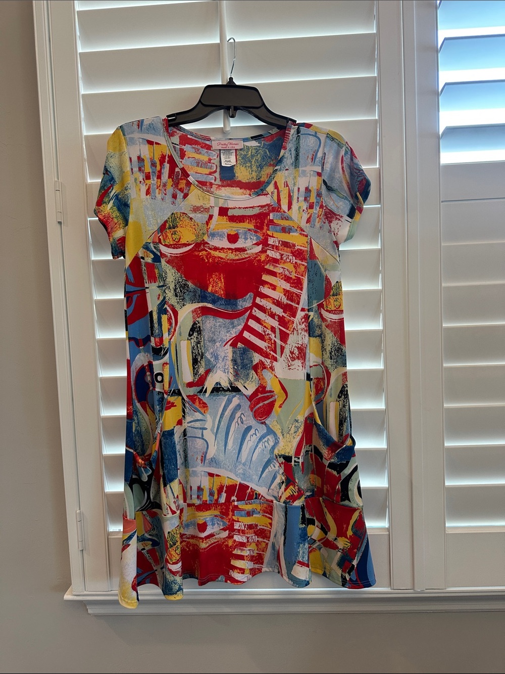 Multicolor Abstract Print Short Sleeve Dress